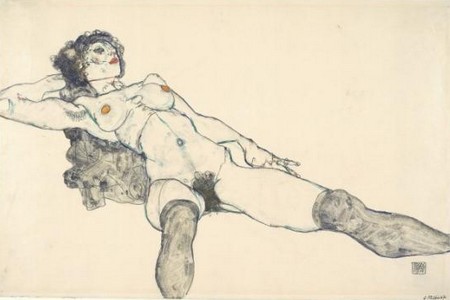 5-17 Egon Schiele Nudo disteso a gambe divaricate